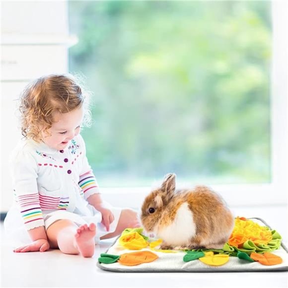 20"×20"Rabbit Foraging Mat with Fixing Handle- Machine Washable Polar Fleece Pet - Picture 5 of 7